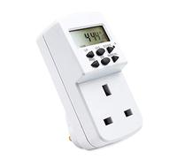 EXTRASTAR Electronic Digital Plug-in Timer, Programmable Timer Socket with LCD Display 24 Hours/7 Days, Energy Saving UK Plug - White