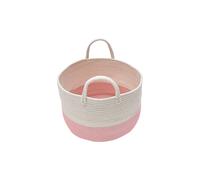 ExtraStar Large Woven Cotton Storage Basket with Pom Poms in Pink ExtraStar Pink