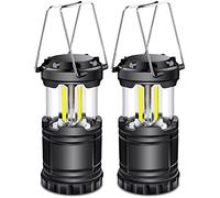 EXTRASTAR LED Camping Lantern, Battery Operated Collapsible Portable LED Lanterns, Emergency Lights with Foldable Hook for Hiking, Camping, Outages, Black(Pack of 2)