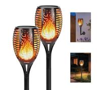 EXTRASTAR LED Solar Flame Lights Outdoor, IP65 Waterproof for Garden, Pathway, Yard, 6-8H Charging & 8-10H Working, No Tools Needed Easy Installation, Weatherproof Solar Torch Lights（Pack of 2）