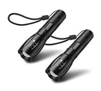 EXTRASTAR LED Torch Battery Powered, Zoomable Torches Adjustable Focus Led Bright Flashlight, 5 Modes Mini Tactical Torch for Camping, Hiking, Power Cut, Pack of 2