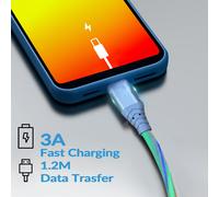 ExtraStar Light-Up USB Type-C Charging Data Cable, 3A 1.2m ExtraStar Multicolor