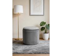 ExtraStar Modern Pleated Storage Ottoman with Lift-Up Lid in Grey ExtraStar Grey
