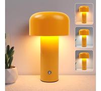EXTRASTAR Mushroom Shape LED Desk Lamp, USB Rechargeable Mushroom Decorative Table Lamp Light with 3 Colours Dimmable for Restaurant, Bar, Bedroom, and so on （Yellow）