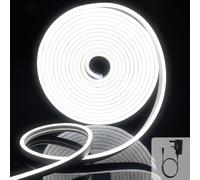 EXTRASTAR Neon Led Strip Light 5M 12V with Power Adapter, IP65 Neon Led Rope Light Cuttable 8.5W/M, Cold Light 6500K