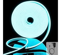 EXTRASTAR Neon Led Strip Light 5M 12V with Power Adapter, IP65 Neon Led Rope Light Cuttable 8.5W/M, Ice Blue Light