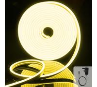 EXTRASTAR Neon Led Strip Light 5M 12V with Power Adapter,IP65 Neon Led Rope Light Cuttable 8.5W/M, Lemon Yellow Light
