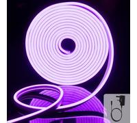 EXTRASTAR Neon Led Strip Light 5M 12V with Power Adapter,IP65 Neon Led Rope Light Cuttable 8.5W/M, Purple Light