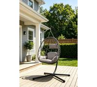 ExtraStar Outdoor Egg Hanging Chair with Stand & Cushion in Grey ExtraStar Grey