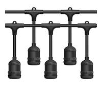 EXTRASTAR Outdoor String Lights Mains Powered 10M/33FT, E27 Connectable Festoon Lights with 15 Hanging Sockets, IP65 Waterproof Garden Patio Lights for Christmas Wedding Party