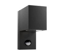EXTRASTAR Outdoor Wall Lights with Motion Sensor, Downward Dusk to Dawn Outdoor Lighting Aluminium, Black GU10 Outside Lights Mains Powered IP44 Rating Garden Patio Porch -Square