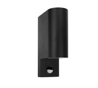 EXTRASTAR Outside Wall Lights Mains Powered with Motion Sensor, Up and Down Lights Outdoor Aluminium, Black GU10 Dusk to Dawn Outdoor Lighting IP44 for Garden Patio Porch -Cylindrical