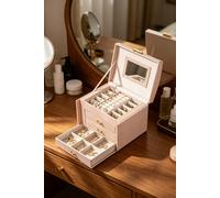 ExtraStar Pink Portable Jewelry Box, Velvet Interior Jewelry Storage Case in White ExtraStar White