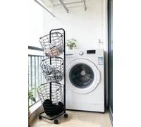 ExtraStar Rolling Laundry Cart with 3 Removable Baskets in Black ExtraStar Black