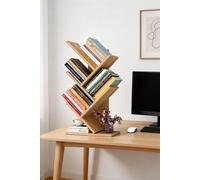 ExtraStar Rustic Tree-Shaped Bookshelf Multi-Tier Wood Display Rack in Brown ExtraStar Brown