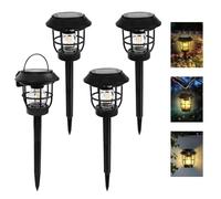 EXTRASTAR Solar Ground Lights Outdoor, IP44 Waterproof, 2700K Warm Light, Solar Powered LED Garden Lights with Motion Sensor & 3 Brightness Modes for Yard, Pathway, Patio, Driveway(Pack of 4)