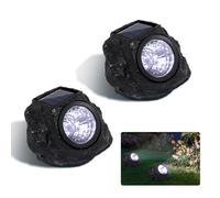 EXTRASTAR Solar Stone Lights Outdoor, 6500K Cool White, IP44 Waterproof Solar Powered Garden Lights, Decorative LED Landscape Lighting for Patio, Yard, Pathway (Pack of 2)