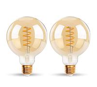 EXTRASTAR Spiral Vintage LED Light Bulb, 6W G80 E27 Bulb, 42W Equivalent, 500LM, 2200K Warm White Energy Saving Globe Decorative Bulbs, Retro Antique Filament Lamp, Non-Dimmable, Pack of 2