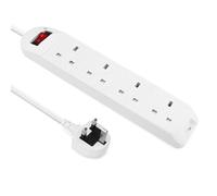 EXTRASTAR Switched Extension Lead, 4 Way Extension Lead 2M with Indicator Light, 13A UK Plug Socket Power Strip Wall Mounted White