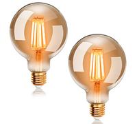 EXTRASTAR Vintage Edison LED Light Bulb, 6W G80 E27 Bulb, 44W Equivalent, 540LM, 2200K Warm White Energy Saving Globe Decorative Bulbs, Retro Antique Filament Lamp, Non-Dimmable, Pack of 2