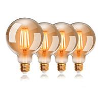 EXTRASTAR Vintage Edison LED Light Bulb, 6W G80 E27 Bulb, 44W Equivalent, 540LM, 2200K Warm White Energy Saving Globe Decorative Bulbs, Retro Antique Filament Lamp, Non-Dimmable, Pack of 4