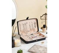 ExtraStar Women's Compact Travel Jewelry Organizer with Ring Slots & Earring Card in Black ExtraStar Black