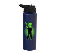 Extraterrestrial Metalhead Devil Horns Hand Sign Stainless Steel Insulated Water Bottle