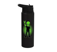 Extraterrestrial Metalhead Devil Horns Hand Sign Stainless Steel Insulated Water Bottle