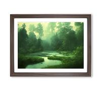 Extravagant Pond H1022 Framed Print for Living Room Bedroom Home Office Décor, Wall Art Picture Ready to Hang, Walnut A4 Frame (34 x 25 cm)