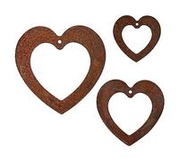 EXTRAVAGANT® Set of 3 Heart Hangers Garden Decoration Home Decoration Metal Steel Rust Patina Weatherproof for Garden Home Love Gift Mother's Day Girlfriend Engagement Valentine's Day Birthday
