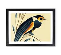 Extravagant Swallow Bird Abstract H1022 Framed Print for Living Room Bedroom Home Office Décor, Wall Art Picture Ready to Hang, Black A3 Frame (46 x 34 cm)