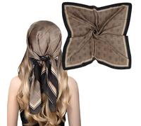 EXTREE Fashion Silky Satin Headscarf for Women Girls: Exquisite Pattern Lightweight Silk Graceful Scarfs 27.5 x 27.5 inches, Houndstooth Copper, 27.5 x 27.5 inches