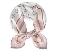 EXTREE Fashion Silky Satin Headscarf for Women Girls: Exquisite Pattern Lightweight Silk Graceful Scarfs 27.5 x 27.5 inches, Pink Edge Horseshoe Buckle, Standard