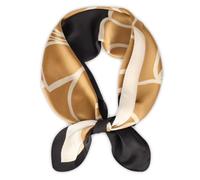 EXTREE Fashion Silky Satin Headscarf for Women Girls: Exquisite Pattern Lightweight Silk Graceful Scarfs 27.5 x 27.5 inches, Camellia Beige Black, normal