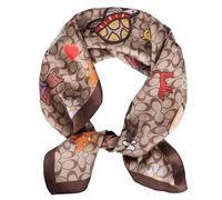 EXTREE Fashion Silky Satin Headscarf for Women Girls: Exquisite Pattern Lightweight Silk Graceful Scarfs 27.5 x 27.5 inches, A094-brown, 1