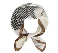 EXTREE Fashion Silky Satin Headscarf for Women Girls: Exquisite Pattern Lightweight Silk Graceful Scarfs 27.5 x 27.5 inches, Khaki White Horse, One Size