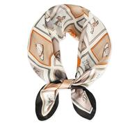 EXTREE Fashion Silky Satin Headscarf for Women Girls: Exquisite Pattern Lightweight Silk Graceful Scarfs 27.5 x 27.5 inches, A087-white&orange, 1