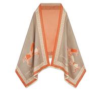 EXTREE Scarfs for Women Pashmina Silky Shawl Wrap for Evening Dressing Blanket Open Front Poncho Cape, Ade-orange, 1
