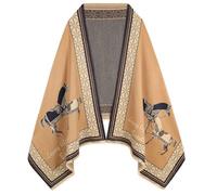 EXTREE Scarfs for Women Pashmina Silky Shawl Wrap for Evening Dressing Blanket Open Front Poncho Cape, Add-brown, 1
