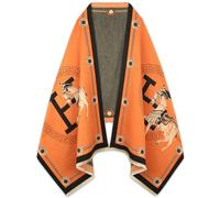 EXTREE Scarfs for Women Pashmina Silky Shawl Wrap for Evening Dressing Blanket Open Front Poncho Cape, Acc-orange, 1