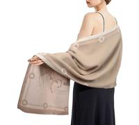 EXTREE Scarfs for Women Pashmina Silky Shawl Wrap for Evening Dressing Blanket Open Front Poncho Cape, Grey,white, Medium