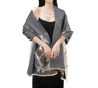 EXTREE Scarfs for Women Pashmina Silky Shawl Wrap for Evening Dressing Blanket Open Front Poncho Cape, A001-grey, 1