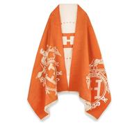 EXTREE Scarfs for Women Pashmina Silky Shawl Wrap for Evening Dressing Blanket Open Front Poncho Cape, Abr-orange, 1