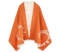 EXTREE Scarfs for Women Pashmina Silky Shawl Wrap for Evening Dressing Blanket Open Front Poncho Cape, Abr-orange, 1