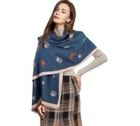 EXTREE Scarfs for Women Pashmina Silky Shawl Wrap for Evening Dressing Blanket Open Front Poncho Cape, Series 3-blue, Medium