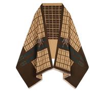 EXTREE Scarfs for Women Pashmina Silky Shawl Wrap for Evening Dressing Blanket Open Front Poncho Cape, Aht-ochre-dark Brown-lattice, Standard