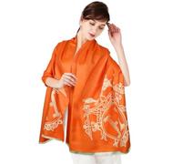 EXTREE Scarfs for Women Pashmina Silky Shawl Wrap for Evening Dressing Blanket Open Front Poncho Cape, Abm-orange, 1