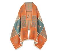 EXTREE Scarfs for Women Pashmina Silky Shawl Wrap for Evening Dressing Blanket Open Front Poncho Cape, Ado-orange, 1