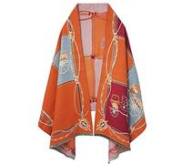 EXTREE Scarfs for Women Pashmina Silky Shawl Wrap for Evening Dressing Blanket Open Front Poncho Cape, Orange, 1