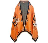 EXTREE Scarfs for Women Pashmina Silky Shawl Wrap for Evening Dressing Horse Scarf Blanket Open Front Poncho Cape, 000-a4-orange, Medium